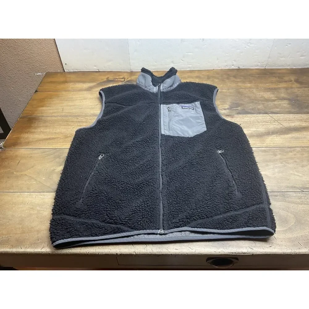 Patagonia Vest Mens L Black Classic Retro X Deep Pile Fleece Outdoor 23047
